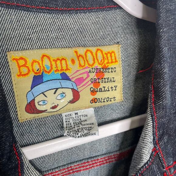 Boom Boom Vintage Jacket Womens Size Medium Denim Blue Dark Wash Button Jean - Picture 3 of 16